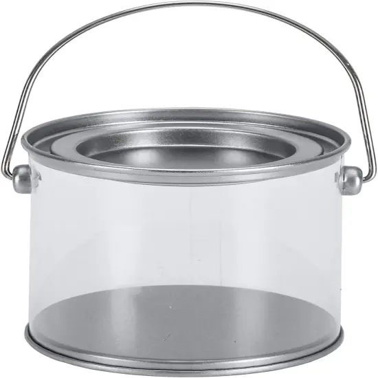 9 Pack Mini Clear Plastic Paint Cans {2}