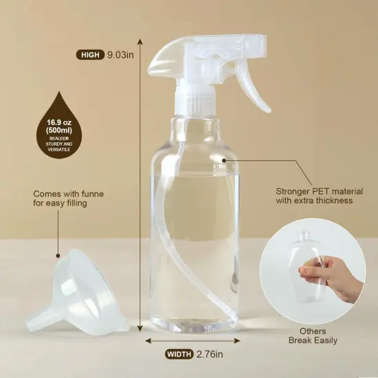 2-Pack Plastic Spray Bottles - 16.9 Oz (Clear) {2}