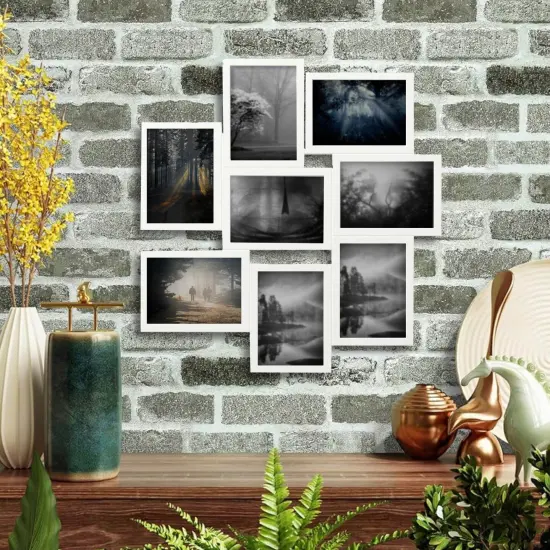 White 8-Photo Collage Frame 5" x 7" &ndash; Lightweight Durable Plastic with Polystyrene Protection {3}