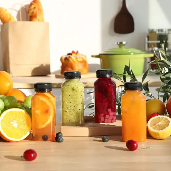 12pcs 8oz Plastic Juice Bottles with Caps, Clear Empty Reusable Water Bottles {5}