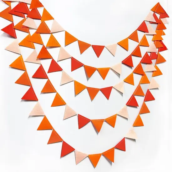 Orange Party Decorations - Ombre Felt Hanging Triangle Mini Bunting {1}