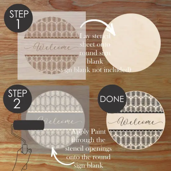 Palm Fronds Welcome Round Sign Stencil | Sign Stencil | DIY Sign Stencil | Round Stencil | Designer Stencils| {4}