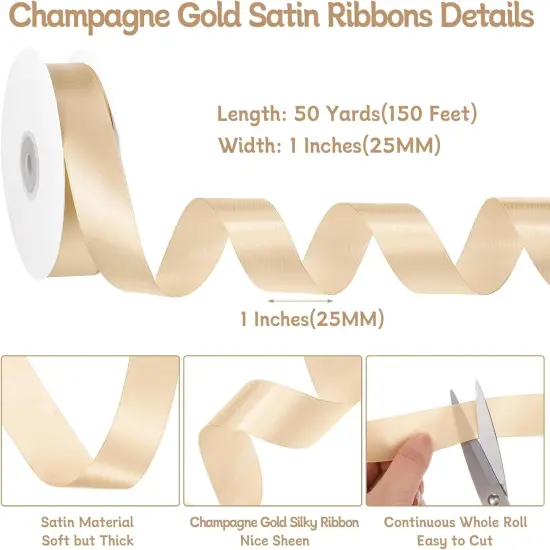 Champagne Gold Ribbon - 1 Inch, 50 Yards {2}