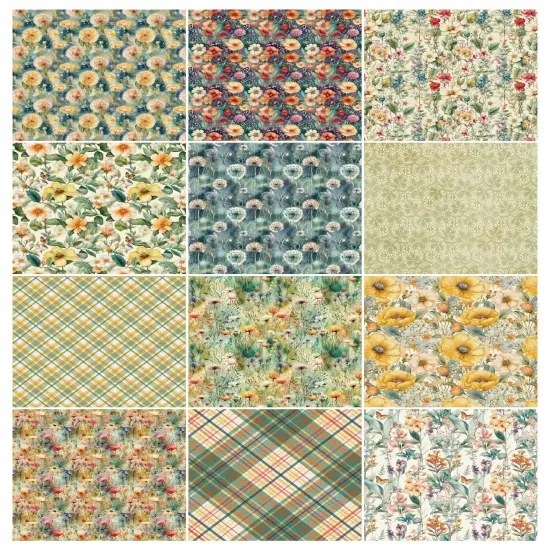 Flower Garden Scrapbook Paper Pack. 12 Sheets of 15.2x15.2cm Heavyweight Paper Pad F07M2-3 AC230701-06 {2}