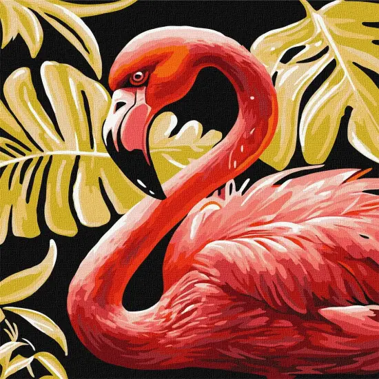 Painting by Numbers kit Graceful flamingo with extra metallic paintsKHO6523 {2}