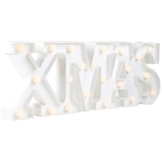 Northlight 18.5" White Battery Operated LED Lighted XMAS Christmas Marquee Sign {5}