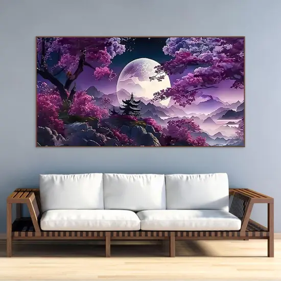5D Large Diamond Art Painting,Moon Diamond Painting Kits for Adults,DIY Full Drill Mountain Crystal Rhinestone Arts and Crafts,Tree Gem Art Painting with Diamond Home Wall Decor27.5 X 15.7inch {3}