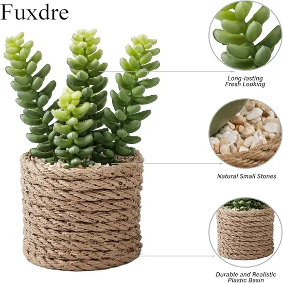 Artificial Succulent Plants with 3 Pcs, Succulents Plants Artificial with Vintage Plastic Waterproof Pot, Fake Succulents Decor for Home, Office, Bathroom, Living Room, Desk, Shelf and Table {5}