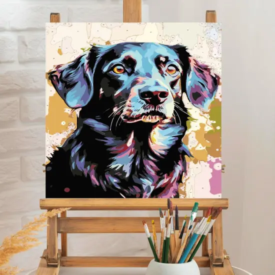 Black Labrador Paint by Numbers Kit for Adults, Dog Paint by Number Adult Canvas,Adults' Paint-by-Number Kits for Dog Lovers 16x20inch (Without Framed) {3}
