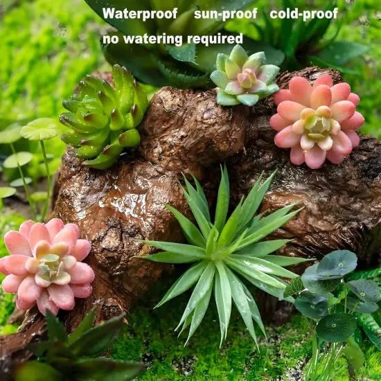 Artificial Succulent Plants Agave-Penny Grass 4 Pcs Fake Succulents Unhydrated Yucca Real Touch Lifelike Plants Fake Succulents Greenhouse DIY Garden Home Office Decoration Fake Suculents {3}