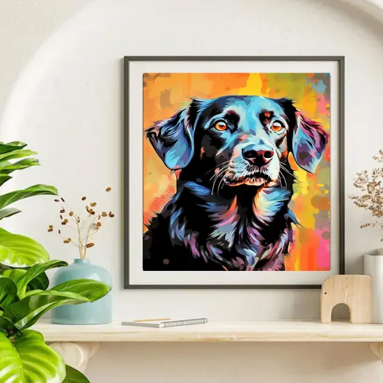 Black Labrador Paint by Numbers Kit for Adults, Dog Paint by Number Adult Canvas,Adults' Paint-by-Number Kits for Dog Lovers 16x20inch (Without Framed) {4}