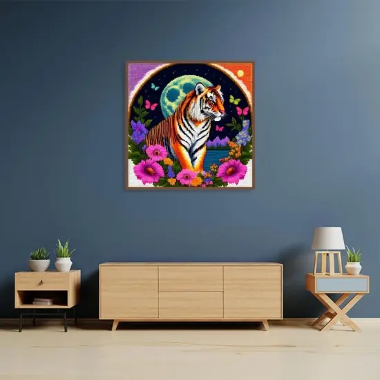 Diamond Painting Kits for Adults - Tiger Flower Diamond Art Kits 5D Paintings with Diamond Dots Full Drill Gem Art and Crafts,for DIY Gift and Home Decor 12X12inch {4}