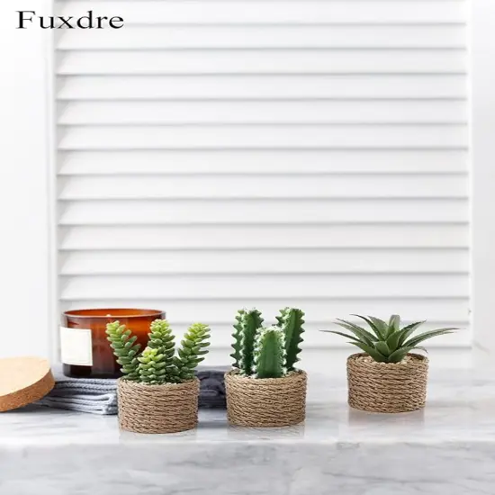 Artificial Succulent Plants with 3 Pcs, Succulents Plants Artificial with Vintage Plastic Waterproof Pot, Fake Succulents Decor for Home, Office, Bathroom, Living Room, Desk, Shelf and Table {3}