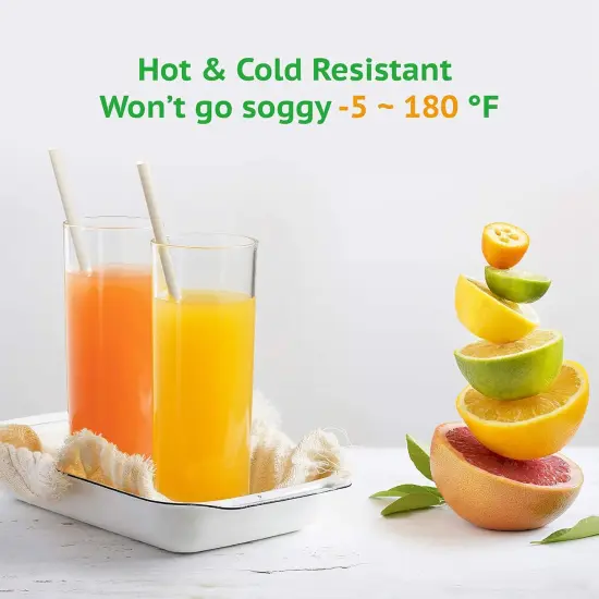 Biodegradable Straws made of Natural Plant | 200 PCS 7.8'' Compostable Eco-Friendly Drinking Straws Disposable | Durable for Hot & Cold Drinks {2}