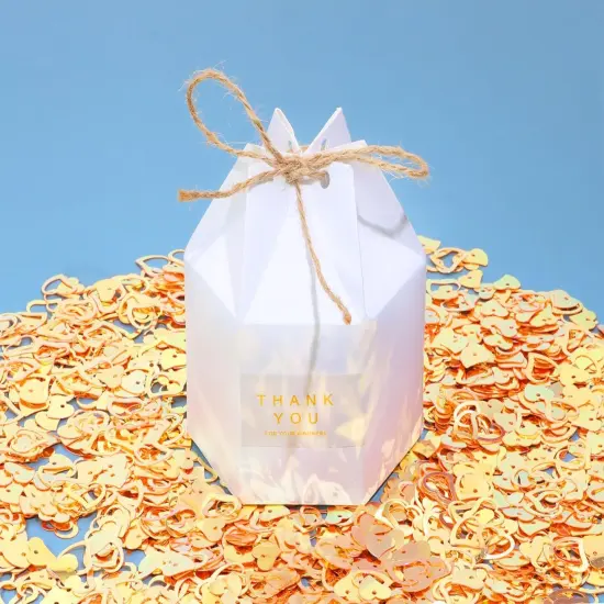 1200Pcs Love Heart Shaped Confetti, Table Wedding Decoration, Glitter Confetti for Wedding Party (Glitter Orange) {5}