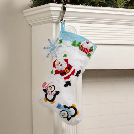 Bucilla Felt Stocking Applique Kit 18" Long-Snow Angel Friends {4}