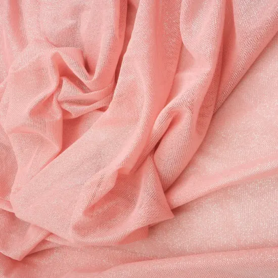 1 Yard Mesh Fabric with Foil Accent 58/60 Inch Wide Lightweight Stretch Polyester Blend RUST {6}