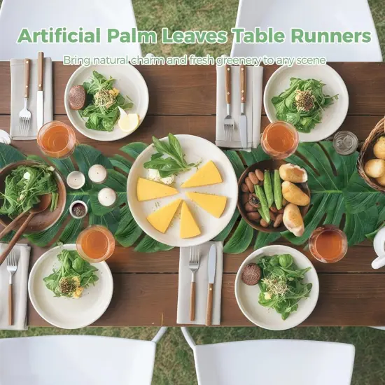 6 PCS Artificial Palm Leaves Table Runners, 72 Inch {2}