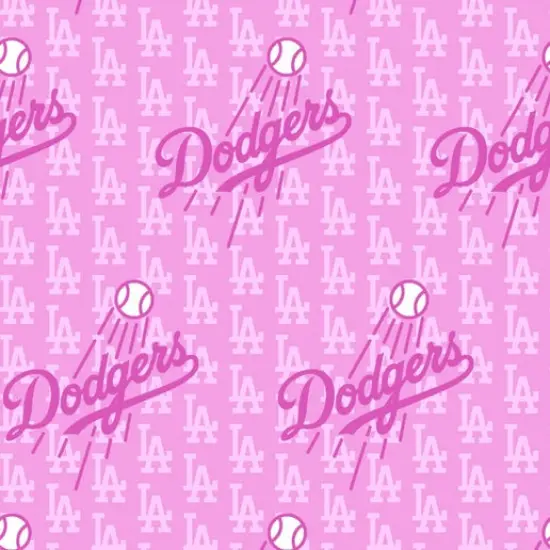 Licensed MLB Los Angeles Dodgers Breast Cancer Cotton Pink 60398-B Fabric by the Yard {1}