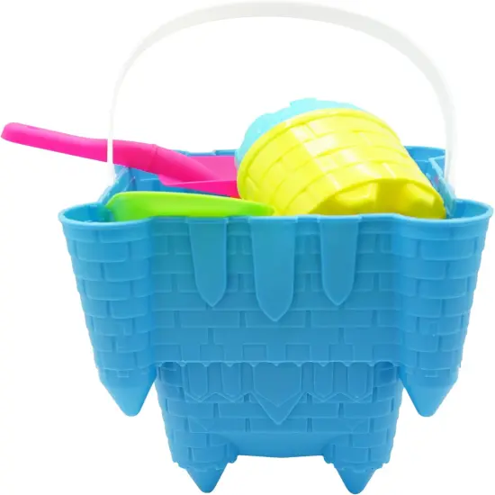 4E's Novelty Kids Beach Toys - 17 Pcs Sand Set w/ Beach Bucket, Shovels, Sand Molds & Mesh Bag {6}