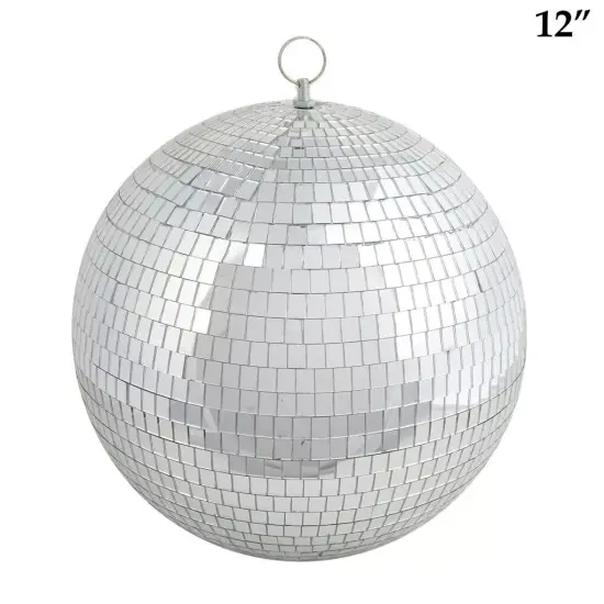 2 pcs 12" Extra Silver Glass Mirror Disco Balls Ornaments Decorations Supplies {1}
