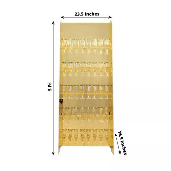 Gold 5 ft Foam 5-Tier Wine Glass Rack Champagne Flute Holder Stand Party {2}