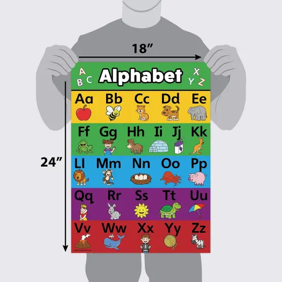 4 pack - ABC Alphabet + Numbers 1-10 + Shapes + Colors Poster Set - Toddler Educational Charts (LAMINATED, 18" x 24") {2}