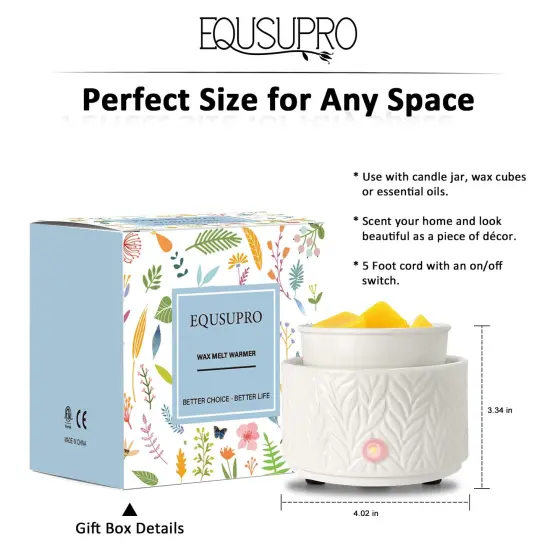 Wax Melt Warmer for Scented Wax Melts 3-in-1 Electric Ceramic Candle Wax Warmer Burner Fragrance Wax Melter for Home Office Bedroom Gift & Decor (Leaf) {3}