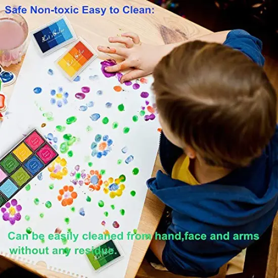 20 Pieces Finger Washable Ink Pads for Kids, Non-Toxic, 20 Color DIY Rainbow Craft Ink Pads for Rubber Stamps, Paper, Wood Fabric, Best Gift for Kids {6}