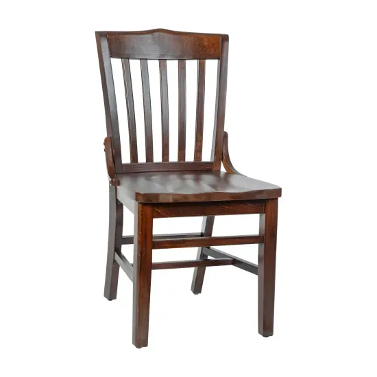 Emma and Oliver School House Back Wooden Restaurant Dining Chair Mahogany {8}