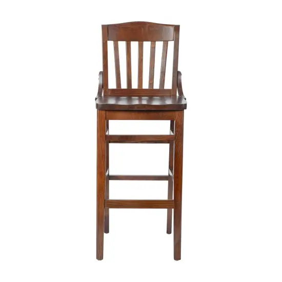 Emma and Oliver School House Back Wooden Restaurant Dining Barstool Mahogany {12}
