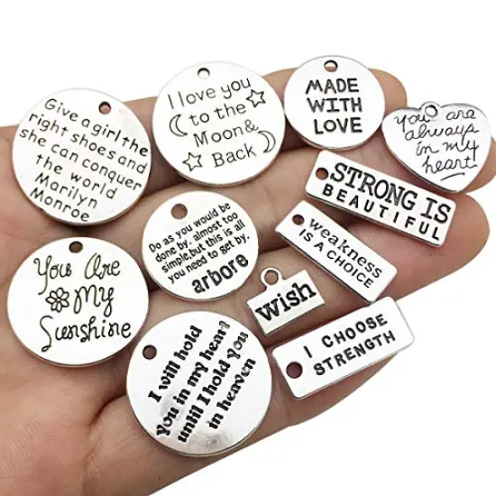 30 Pieces Inspiration Words Charms Craft Supplies Mixed Pendants Beads Charms Pendants for Crafting, Jewelry Findings Making Accessory for DIY Necklace Bracelet (M044) {2}
