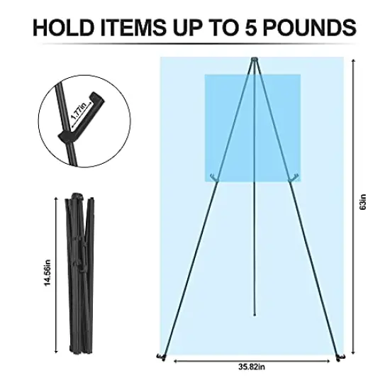 Display Easel Stand for Wedding Sign & Poster 63'' Portable Art Easel for Floor Adjustable Metal Easel Black 2 Pack {3}