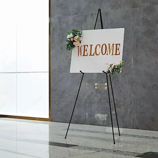 65" tall Black Metal Easel Collapsible Tripod Stand Party Events Home Supplies {4}