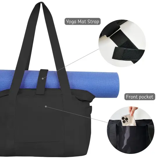 Wrapables Sporty Yoga Tote Bag, Gym, Work, Overnight and Travel Bag, Black {3}