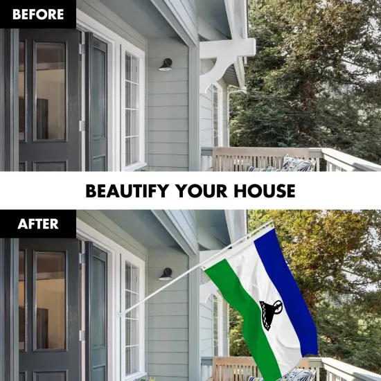 G128 Combo Pack: 6 Ft Tangle Free Aluminum Spinning Flagpole (White) & Lesotho Basotho Flag 3x5 Ft, LiteWeave Pro Series Printed 150D Polyester | Pole with Flag Included {3}