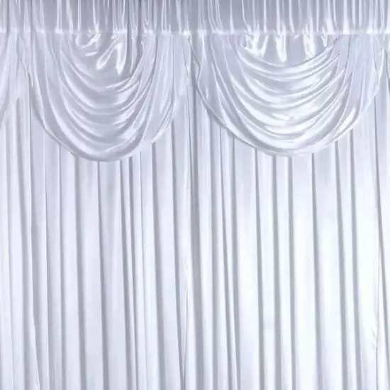 20 ft x 10 ft WHITE Satin Valance BACKDROP Wedding Party Photo Booth Decorations {2}