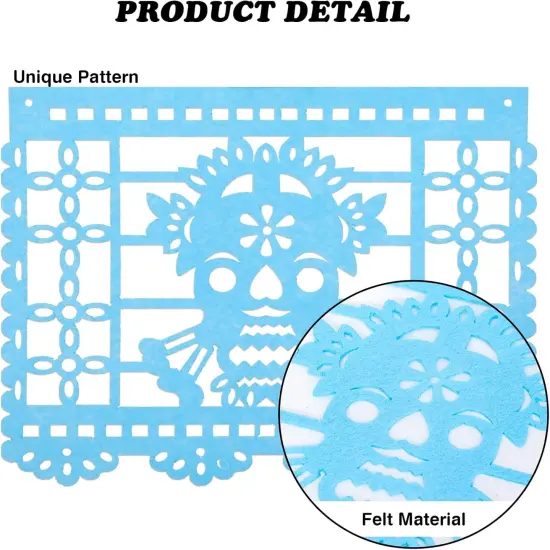 2pcs Mexican Fiesta Party Felt Banner Dia De Los Muertos Day of The Dead Fiesta Hanging Banner Cinco de Mayo Papel Picado Fiesta Banner Cino de Mayo Party Decorations(7.8 * 5.9 inch) {3}