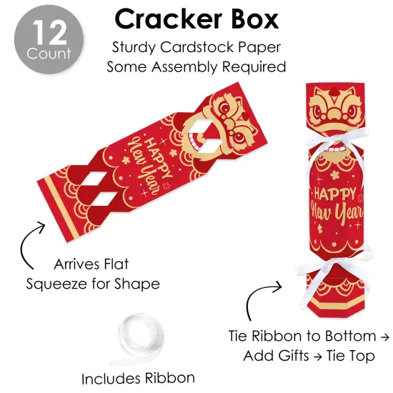 Big Dot of Happiness Lunar New Year - No Snap Party Table Favors - DIY Cracker Boxes - Set of 12 {7}