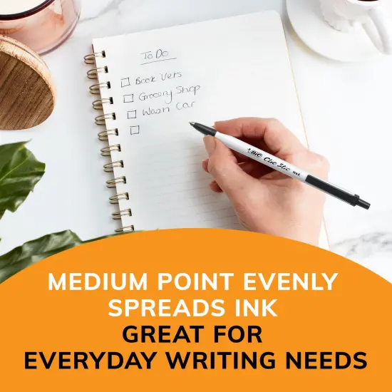 BIC Clic Stic Black Retractable Ballpoint Pens, Medium Point (1.0mm), 24-Count Pack, Round Barrel Design for Comfortable Writing {5}