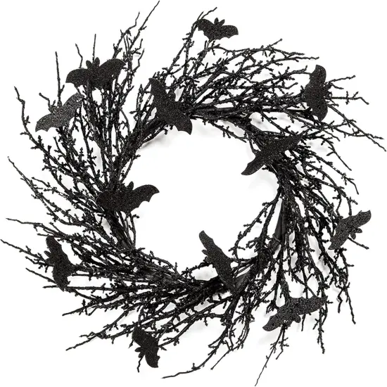 18 Inch Black Bat Wreath {1}