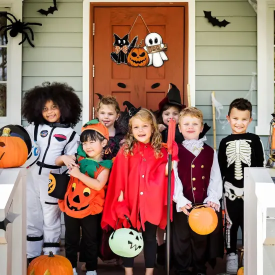 Halloween Door Decor - Pumpkin Ghost Boo Black Cat {2}