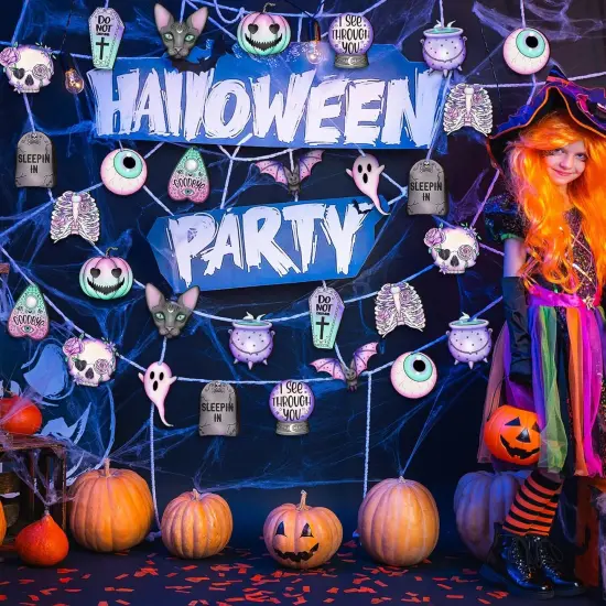 36 Pcs Halloween Wooden Ornaments Cute Purple Pink Spooky Tree Ornaments - Cute {5}