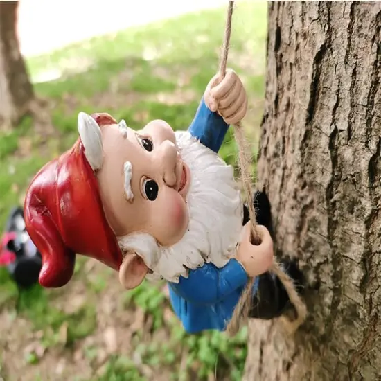 Climbing Gnomes Tree Decor - Cute Gnome Garden Statue Art Resin Dwarf Sculpture for Yard Outdoor {1}