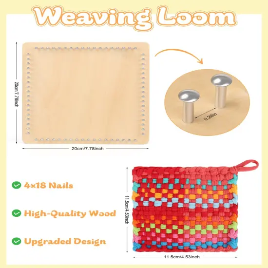 Weaving Wooden Potholder Loom Kit with 192 Weaving Loops {3}