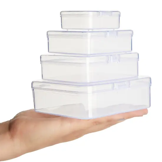 40 Piece Empty Square Mini Storage Containers with Lids for Crafts, Jewelry, Board Game Storage (4 Sizes) Clear {4}