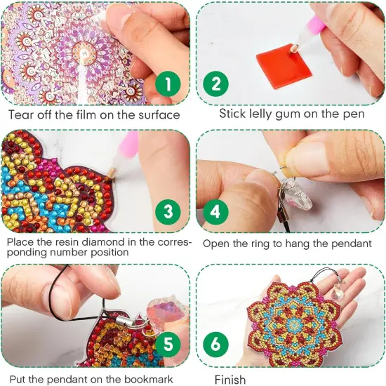 8 Pcs Bookmarks Mandala Diamond Painting Kits for Adults {5}