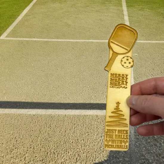 Bookmark - Just deck the halls with pickleballs - Birch wood {2}
