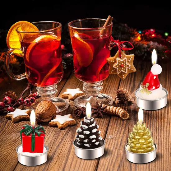 12 Pieces Christmas Tealight Candles Handmade Delicate Santa Claus, Snowman, Pine Cones, Christmas Tree, Shoes, House, Santa Hat Candles, Christmas Home Decorations (Cute Style) {3}