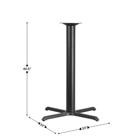 Emma and Oliver 33'' x 33'' Restaurant Table X-Base with 4'' Dia. Bar Height Column Black {2}